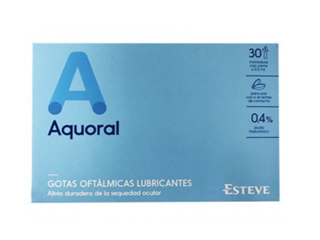 Colirio Aquoral gotas oftalmicas lubricantes 20 monodosis de 0.5ml.