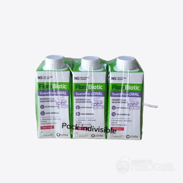 FloraBiotic SueroPro+Oral 3x200 ml sabor fresa