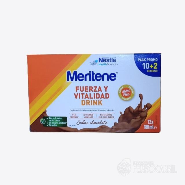 Meritene fuerza y vitalidd drink 12 botellas 180 ml sabor chocolate