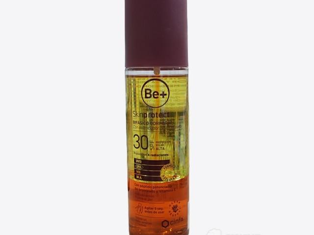 Be+ Skin protect bifásico corporal SPF30 con potenciador del bronceado