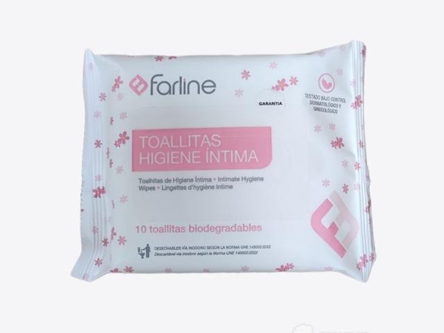 Farline toallitas higiene íntima 10 toallitas biodegradables